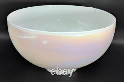 NOS! Vintage Round 14 Dia. White Iridescent Glass Dome Light Shade, 4 Fitter