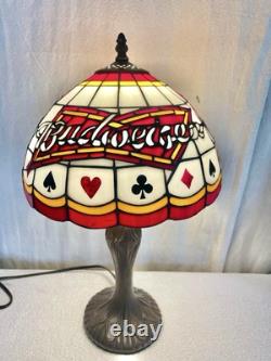 NWOT Vintage Style Lamp With'BUDWEISER' Logo Tiffany Like Lamp Shade 21 Tall