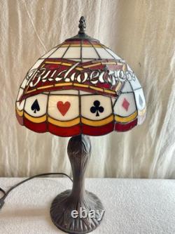 NWOT Vintage Style Lamp With'BUDWEISER' Logo Tiffany Like Lamp Shade 21 Tall