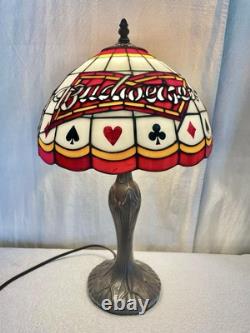 NWOT Vintage Style Lamp With'BUDWEISER' Logo Tiffany Like Lamp Shade 21 Tall