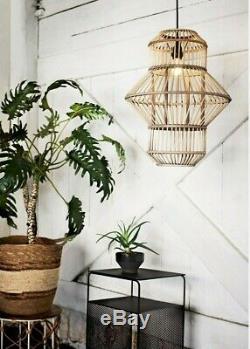 Natural Wooden Bamboo Design Ceiling Light LampShade Pendant Lighting & Cord