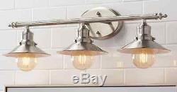 New 3-Light Brushed Nickel Vintage Bathroom Wall Vanity Light Lamp Shade Fixture