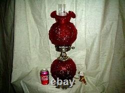 Nice Vintage Fenton Cranberry Red Electric Table Lamp