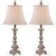 Nightstand Lamp Pair Set Of 2 Vintage Bedroom Bedside Table Light Shades W Stand