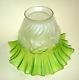Old Vintage Art Nouveau Glass Lamp Shade Unique Ruffled Shape White And Green