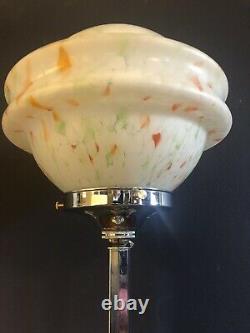 ORIGINAL 1930s ART DECO TABLE DESK / LAMP CHROME STEM ICONIC GLOBE GLASS SHADE