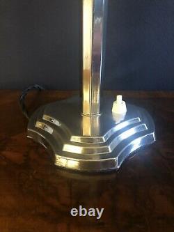 ORIGINAL 1930s ART DECO TABLE DESK / LAMP CHROME STEM ICONIC GLOBE GLASS SHADE