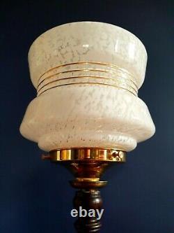 ORIGINAL 1930s ART DECO TABLE DESK LAMP. OPEN BARLEY TWIST STEM. GLOBE SHADE