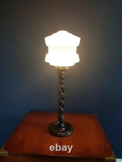 ORIGINAL 1930s ART DECO TABLE DESK LAMP. OPEN BARLEY TWIST STEM. GLOBE SHADE