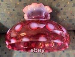 OUTSTANDING FENTON CRANBERRY OPALESCENT COIN DOT GLASS LAMP SHADE MINT! 10 inch