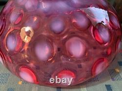 OUTSTANDING FENTON CRANBERRY OPALESCENT COIN DOT GLASS LAMP SHADE MINT! 10 inch