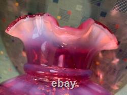 OUTSTANDING FENTON CRANBERRY OPALESCENT COIN DOT GLASS LAMP SHADE MINT! 10 inch