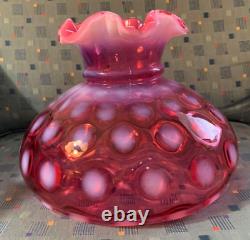 OUTSTANDING FENTON CRANBERRY OPALESCENT COIN DOT GLASS LAMP SHADE MINT! 10 inch