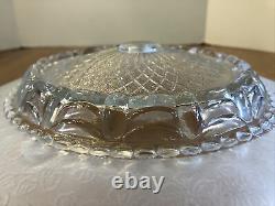 Old Antique Vintage Dome Art Deco 14 Lamp Shade Frosted &Clear Glass Red Flower