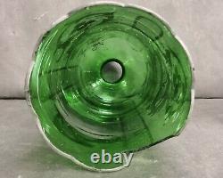 Old Vintage Rare Green Glass / Iron Golden Work Candle / Light Lamp Shade