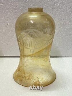 Old Vintage Rare Unique Floral Design 2 Pc Glass Candle / Light Lamp Shade
