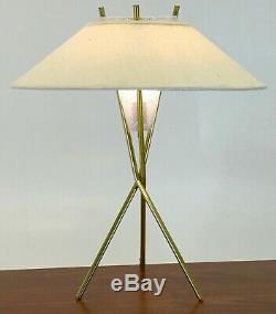 Original Tripod Table Lamp Shade Gerald Thurston Lightolier vintage mcm