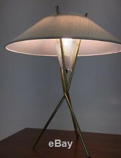 Original Tripod Table Lamp Shade Gerald Thurston Lightolier vintage mcm