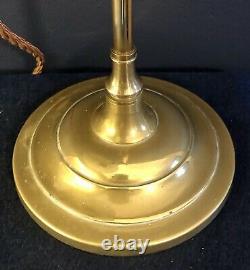 Original Vintage French Art Deco Brass Desk/Table Lamp. Blue White Glass shade