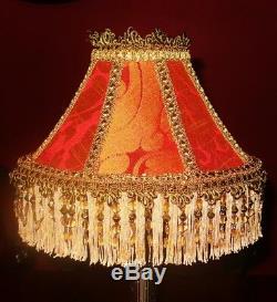 Osborne, Victorian Traditional Lampshade Terracotta & Gold Silk Damask 10