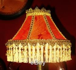 Osborne, Victorian Traditional Lampshade Terracotta & Gold Silk Damask 10