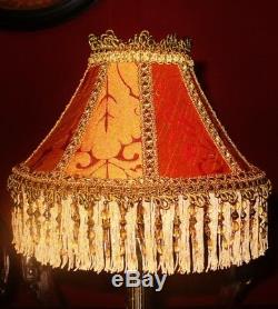 Osborne, Victorian Traditional Lampshade Terracotta & Gold Silk Damask 10