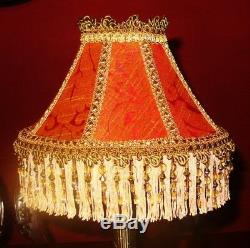 Osborne, Victorian Traditional Lampshade Terracotta & Gold Silk Damask 10