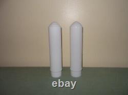 PAIR Glass Tube Cylinder Bullet SHADES Side Lights for Medicine Cabinet VINTAGE