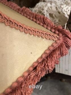 PAIR Lampshades TATTERED QUEEN Salvaged Bell Metal Wire Frame Silk Satin Shabby