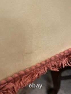 PAIR Lampshades TATTERED QUEEN Salvaged Bell Metal Wire Frame Silk Satin Shabby