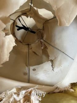 PAIR Lampshades TATTERED QUEEN Salvaged Bell Metal Wire Frame Silk Satin Shabby