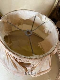 PAIR Lampshades TATTERED QUEEN Salvaged Bell Metal Wire Frame Silk Satin Shabby