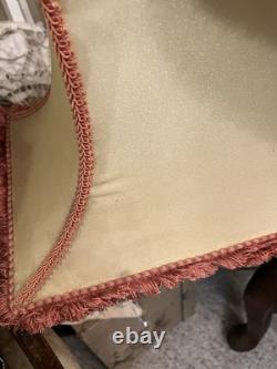 PAIR Lampshades TATTERED QUEEN Salvaged Bell Metal Wire Frame Silk Satin Shabby