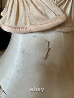 PAIR Lampshades TATTERED QUEEN Salvaged Bell Metal Wire Frame Silk Satin Shabby