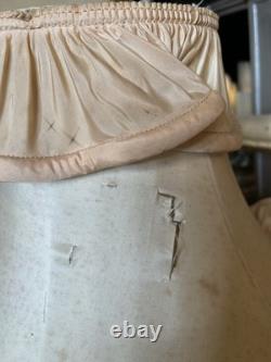 PAIR Lampshades TATTERED QUEEN Salvaged Bell Metal Wire Frame Silk Satin Shabby