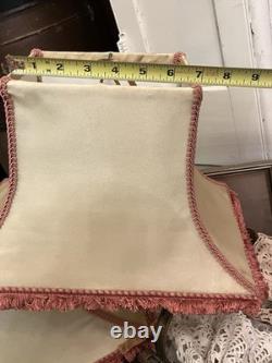 PAIR Lampshades TATTERED QUEEN Salvaged Bell Metal Wire Frame Silk Satin Shabby