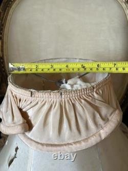 PAIR Lampshades TATTERED QUEEN Salvaged Bell Metal Wire Frame Silk Satin Shabby