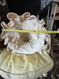PAIR Lampshades TATTERED QUEEN Salvaged Bell Metal Wire Frame Silk Satin Shabby
