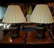 Pair Of Vtg Frederick Cooper Large Mid Century Brass Table Lamps With Shades