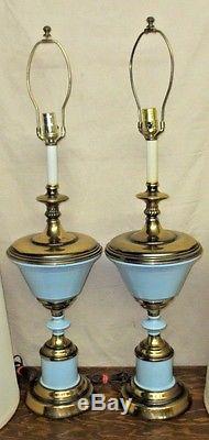 Pair Vintage Midcentury Retro Stiffel Table Lamp Orginal Shades Very Nice