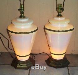 Pair Vintage Retro MID Century Table Lamps No Shades