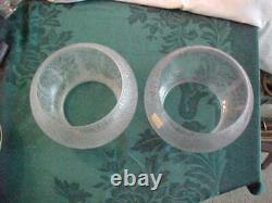 PAIR Victorian Cornelius Era Etched Glass Cameo Pattern 5 Fit Fish Bowl Shades