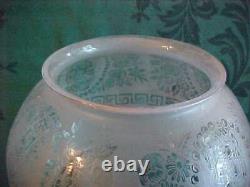 PAIR Victorian Cornelius Era Etched Glass Cameo Pattern 5 Fit Fish Bowl Shades