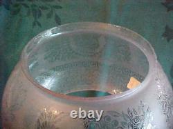 PAIR Victorian Cornelius Era Etched Glass Cameo Pattern 5 Fit Fish Bowl Shades