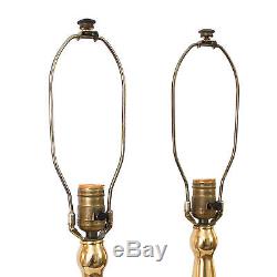 PAIR Vintage Teak Brass lamps Fiberglass Shades Tony Paul Laurel Rocket Atomic