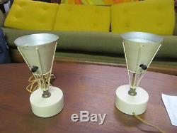 PAIR Vtg 1950's Boudoir Lamps with Fiberglass Shades Mid Century Modern