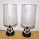 Pair Vtg 1950's Glass Ball With Fiberglass Shade Boudoir Lamps Mid Century Modern