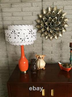 PAIR of Mid Century Vintage Style 3 Tier Fiberglass Lamp Shade Starburst White