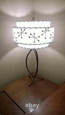 PAIR of Mid Century Vintage Style 3 Tier Fiberglass Lamp Shade Starburst White