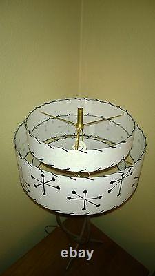 PAIR of Mid Century Vintage Style 3 Tier Fiberglass Lamp Shade Starburst White